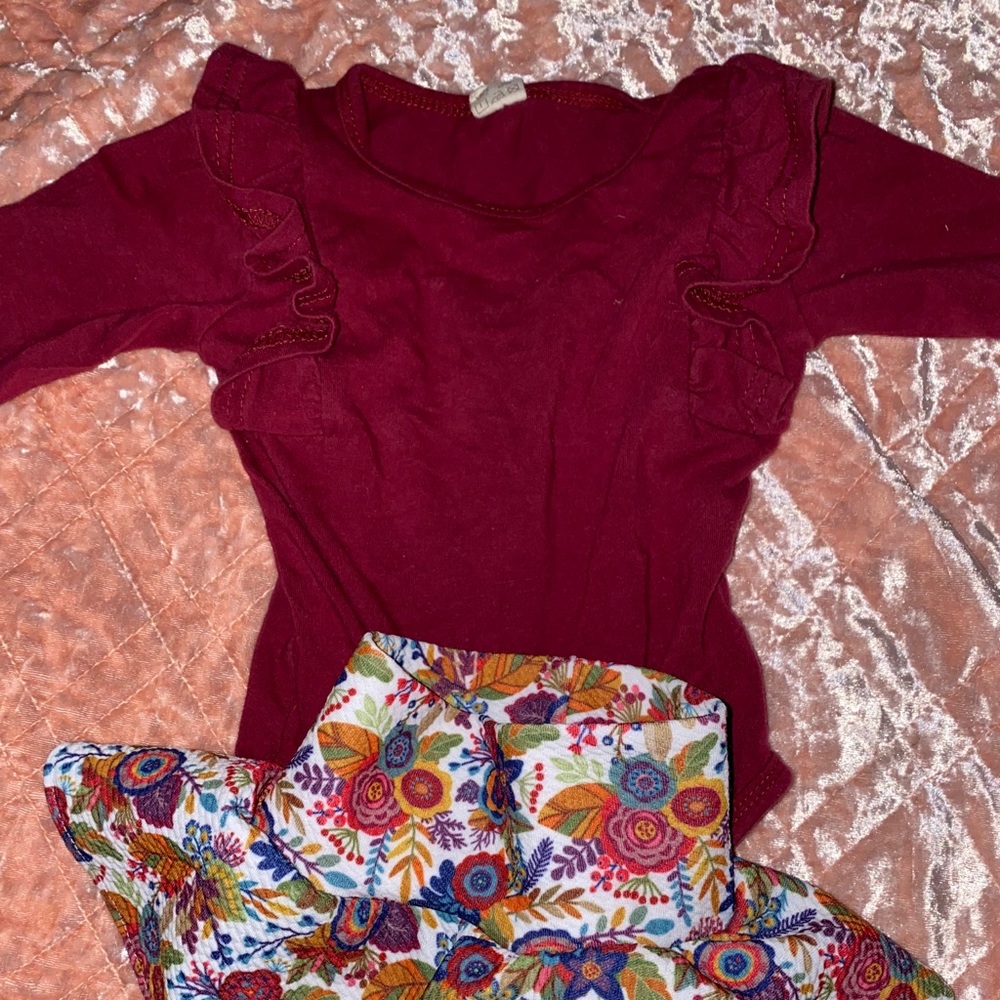0-3 month baby girl outfit with skirted bummies